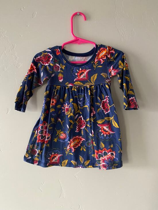Old Navy Other - Old Navy 100% Cotton Blue Floral Casual Baby Girls Long Sleeved Dress Size 6-12m